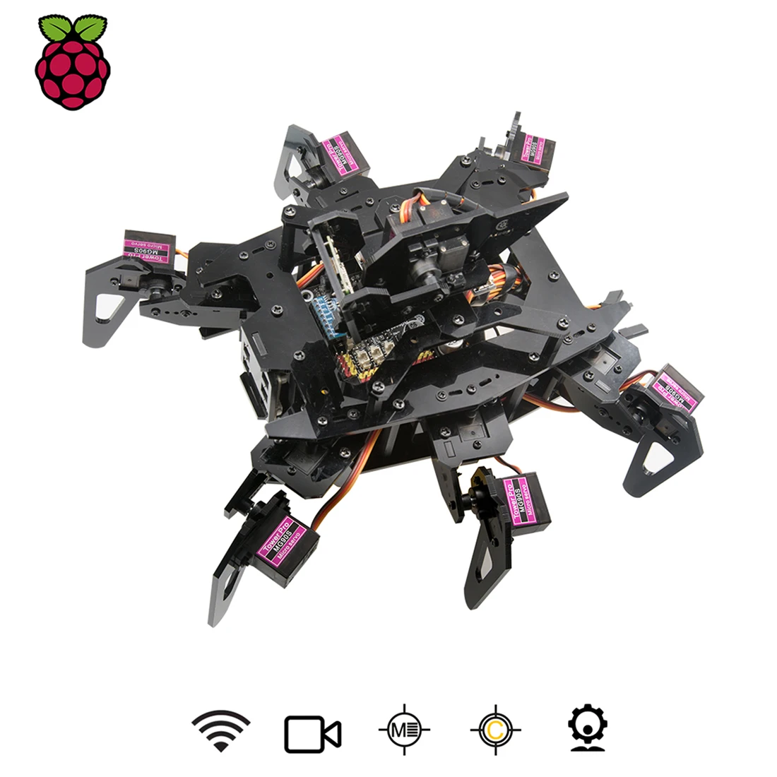 Adeept RaspClaws Hexapod Spider Robot Kit with OpenCV Target Tracking Video Transmission Crawling Robot for Raspberry Pi 3