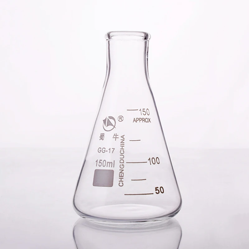 3pcs Conical flask,Narrow neck with graduations,Capacity 150ml,Erlenmeyer flask with normal neck.