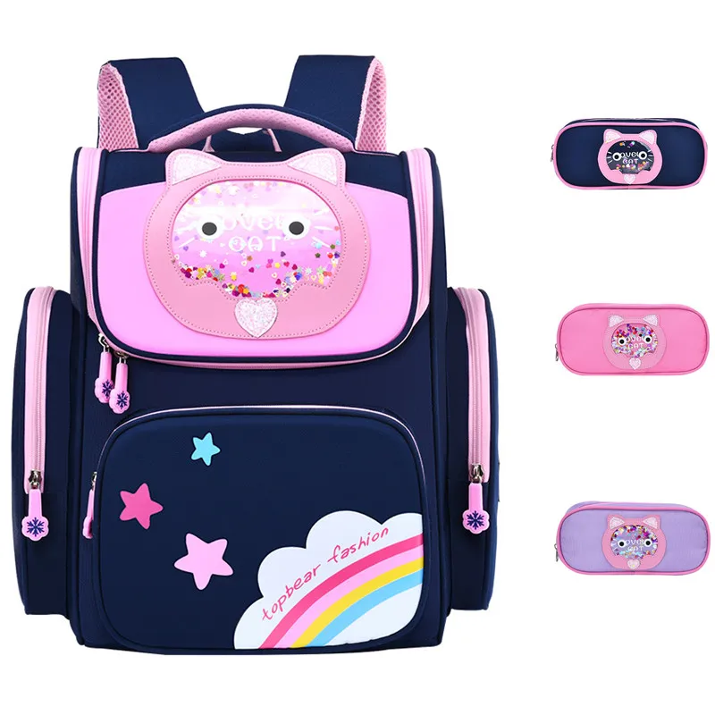 

Primary School Bags for Girls Cute Waterproof Kids Bag School Student Cartoon Girl Children Backpack 2pcs Set Pencil Case