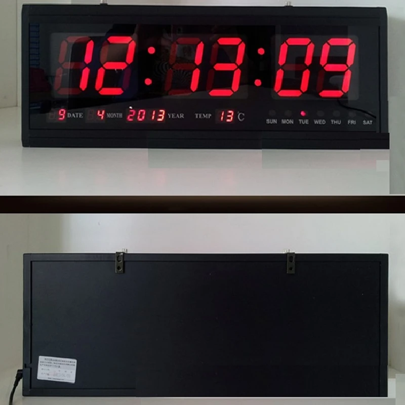 _ Красные буквы алюминиевые большие цифровые светодиодные настенные часы
