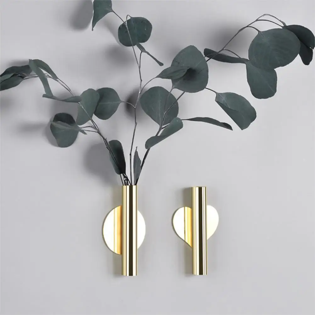 

Golden Wall Mount Flower Vase Nordic Style Metal Creative Heart Shape Flower Tube DIY Flower Rack for Living Room Decor vase