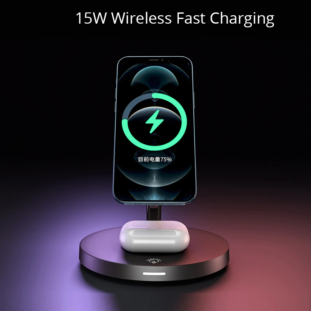 bonola 4 in 1 magnetic wireless charger stand for iphone 13 12 pro max fast wireless charging for apple watch 7 6airpod pro 2 3 free global shipping
