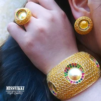 missvikki dubai luxury trendy necklace big bangle earrings ring jewelry sets for women wedding high quality new noble style