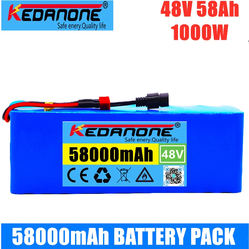 

Оригинальная литий-ионная батарея 48 в 58 Ач 1000 Вт 13S 3P комплект литий-ионный батарей для электрического велосипеда 54,6 в скутера с BMS