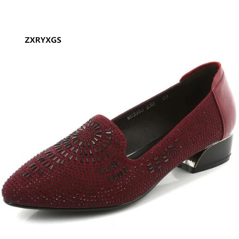 2022 New Pointed Rhinestones Classic Fashion Shoes Women High Heels Microfiber Cowhide Stitching Comfortable Shoes Woman Shoes