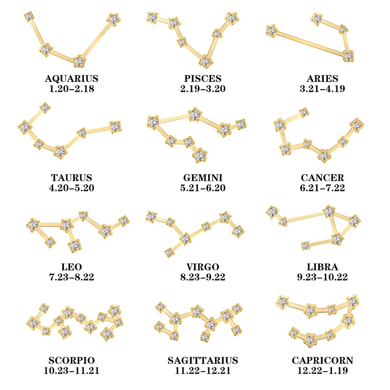 

Rhinestone Zodiac Twelve Constellation Necklace for Women Stainless Steel 12 Horoscope Pendant Necklaces Aries Taurus Virgo