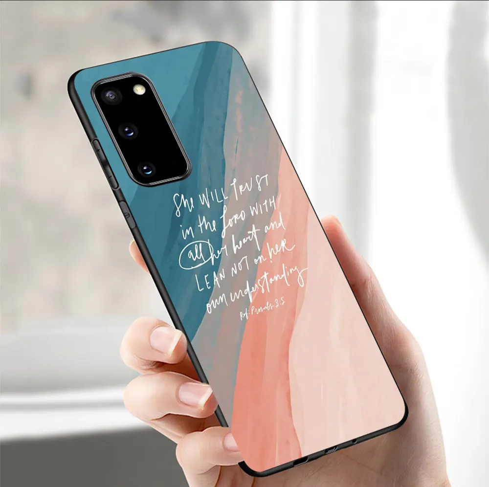 

Flower Bible Case For Samsung A51 A71 A50 A70 A20 A40 A20E S20 S10 S9 S8 S7 Edge Ultra Puls Note 10 9 8 Plus Black Cover Capa