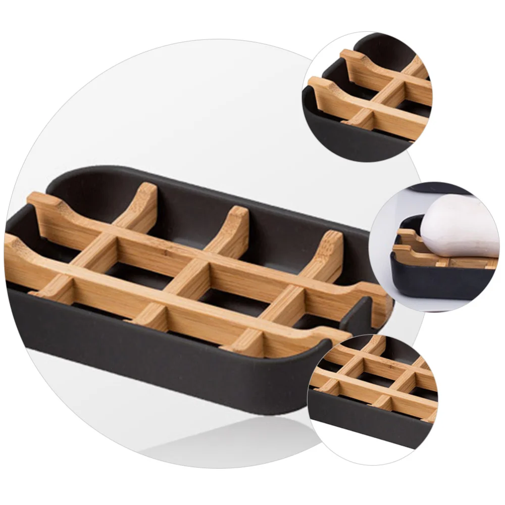 

Bamboo Drain Soap Dish Soap Box Detachable Bathroom Soap Tray Holder Storage