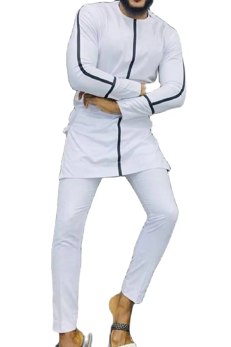 Африканские модные мужские брюки комплекты с круглым вырезом верх подходит к