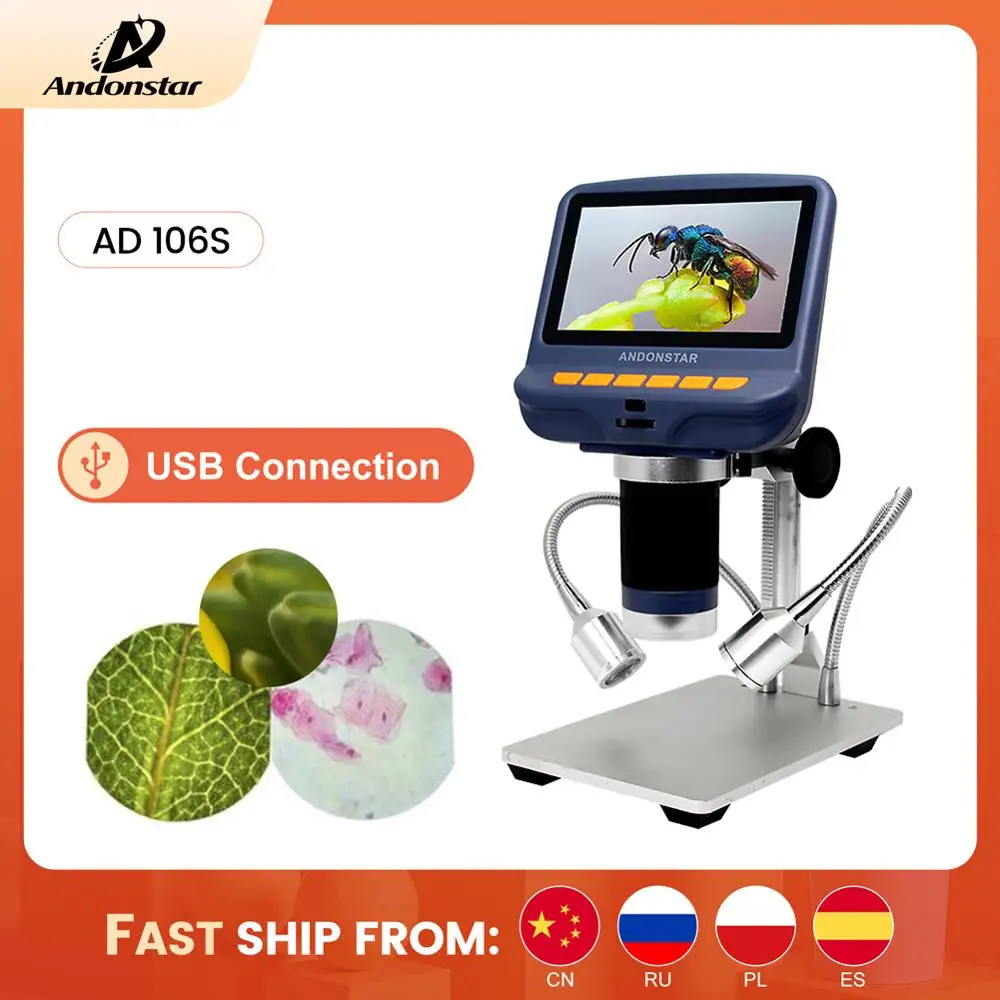Andonstar-microscópio Digital Usb Ad106s para Reparo de Telefone Ferramenta de Solda Bga Smt Joias Uso Biológico para Crianças Microscópios