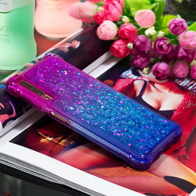 

Glitter Case For Samsung Galaxy A7 2018 Luxury Shockproof Phone Case For Samsung A 7 2018 A750 Dynamic Quicksand Silicon Cover
