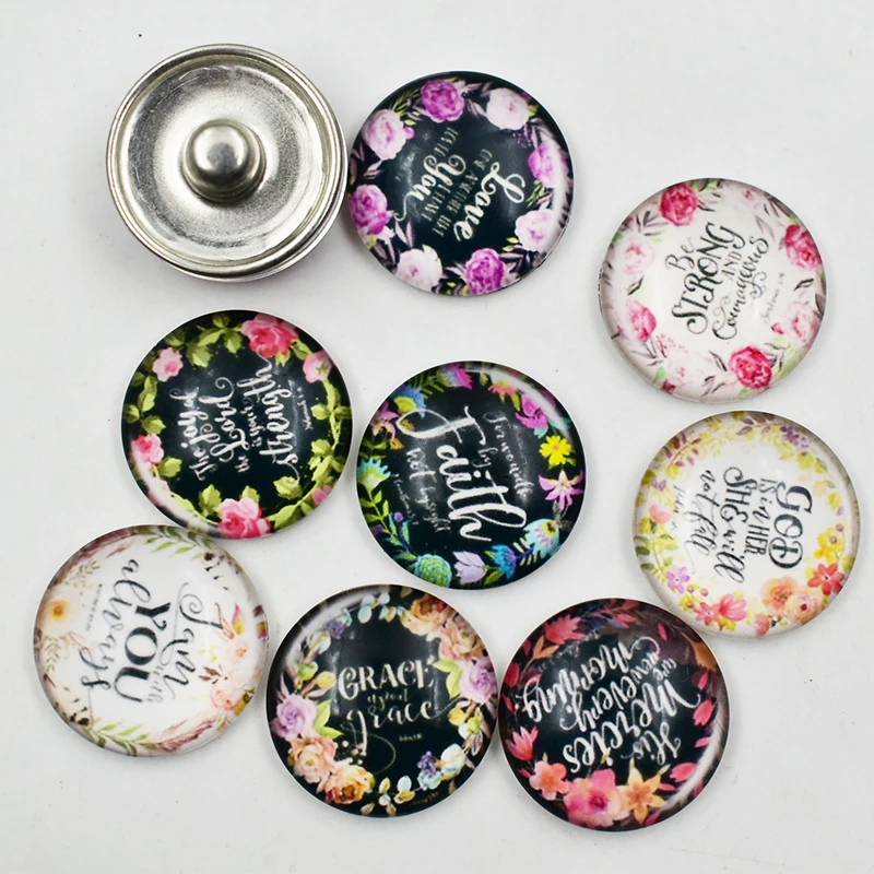 30 шт. смешанные красивые модные слова цветы любовь Вера кнопки Круглые для фото