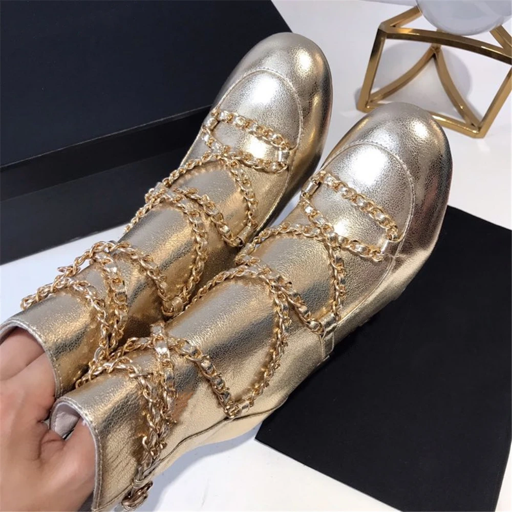 Новые модные ботинки из натуральной кожи женская обувь с украшением в виде