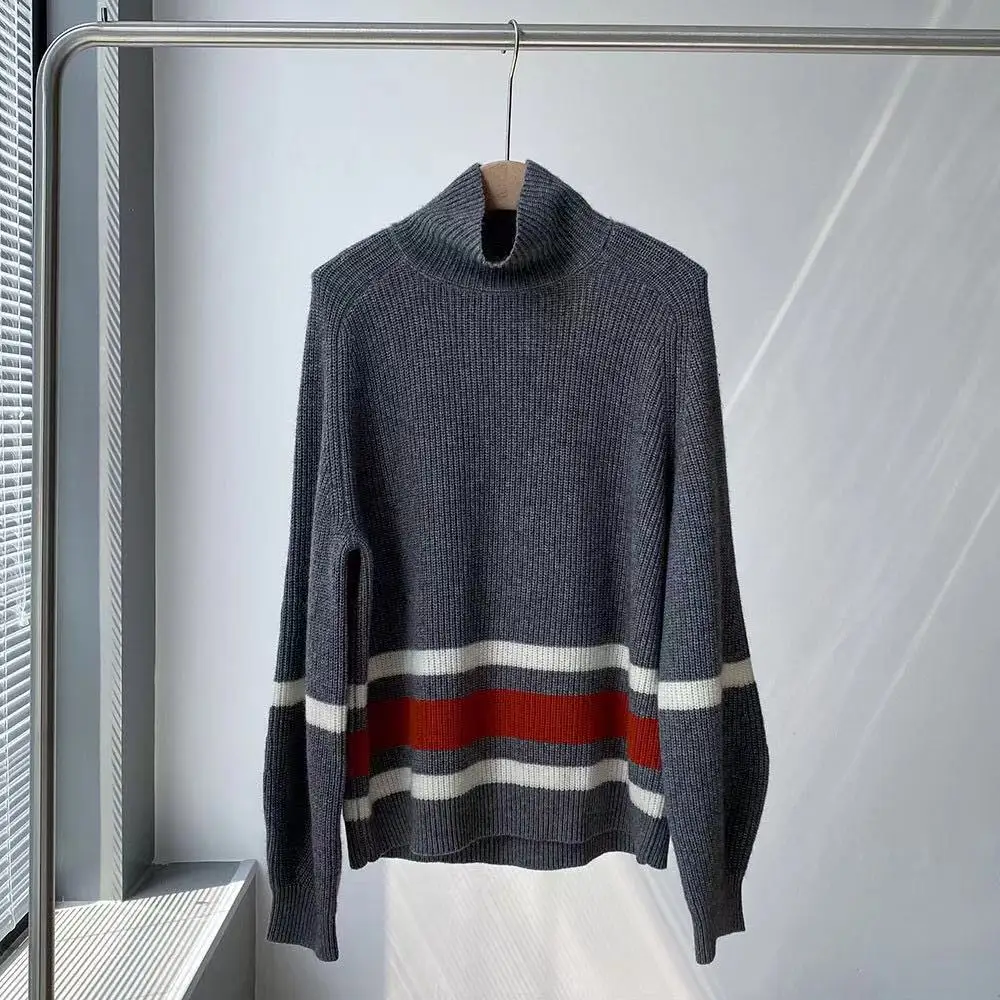 

2021 Pre-Fall Runway Vintage Wool Pullover Women Sweater O-neck Color Patchwork Long Sleeve Cashmere Knitted Jumper