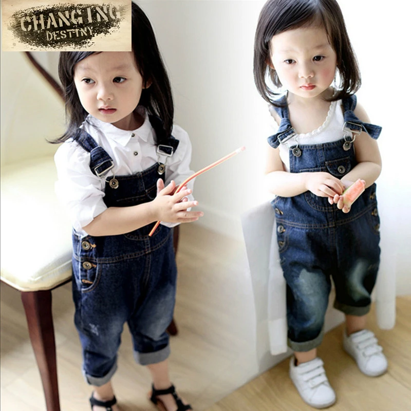 

Big PP Children's Sling Trousers Denim Sling Girls Pants Children Baby Girls Jeans Boys and Girls Jumpsuit Jeans Bib
