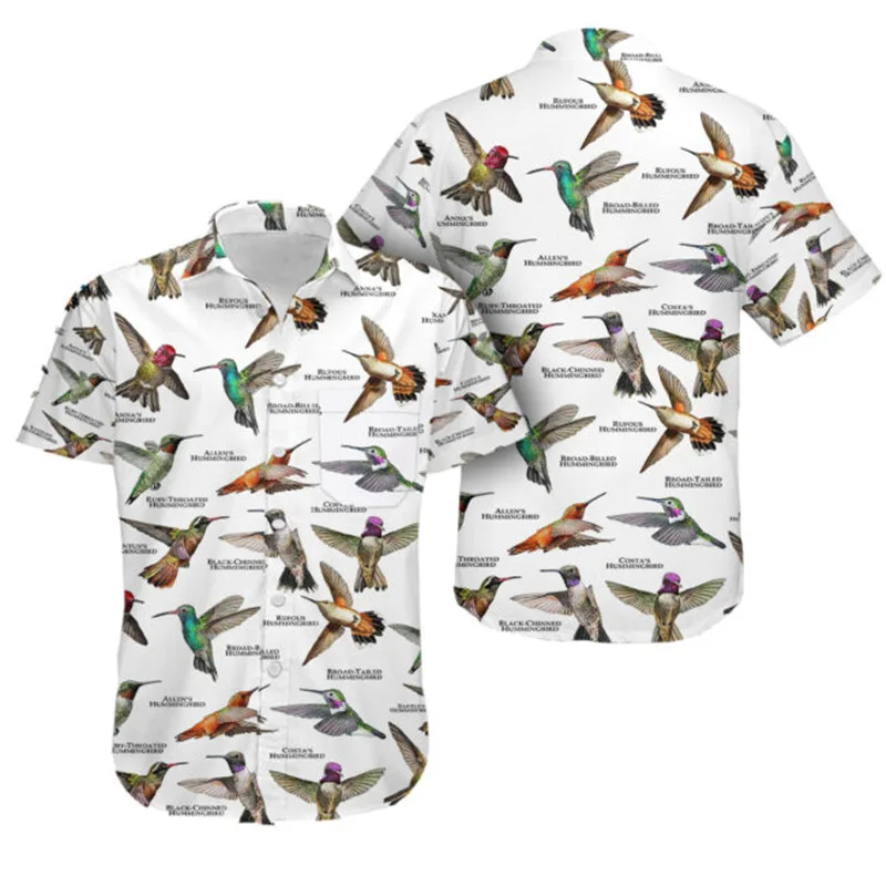 

New Summer Hawaiian Shirt Hummingbird 3D Full Print Unisex Harajuku Street Casual Shirt Fashion Men's Casual Hawaiian Shirt
