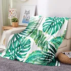 Зеленое одеяло с листьями тропического леса с принтом тропических растений для офиса, дома, автомобиля, мягкое фланелевое одеяло, теплое постельное белье, диван-кровать