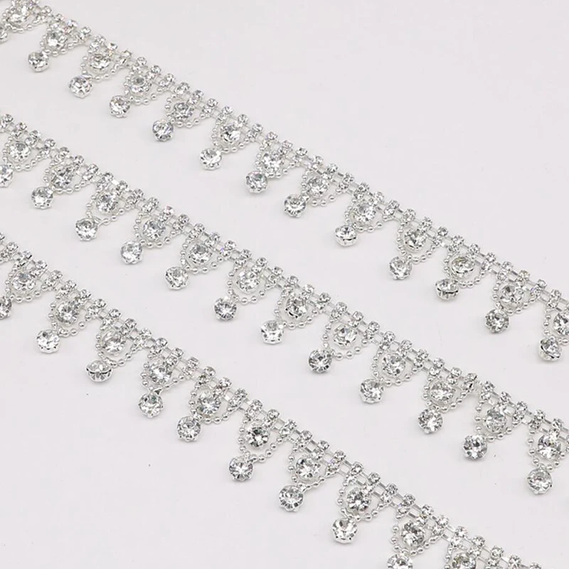 

10Yards Crown Shape Crystal Rhinestone Trimming Applique Diamante Beaded Trim DIY Wedding Bridal Dress Belt