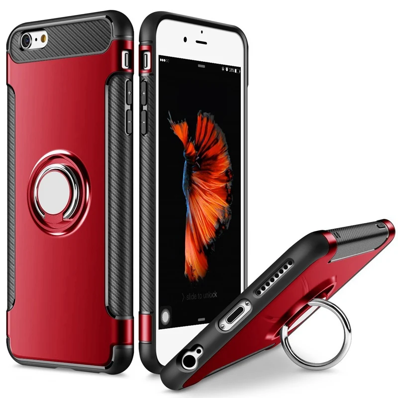 Красный Чехол с поворотом на 360 градусов для iPhone 11 Pro Max SE 5 5S 6 6S 7 8 Plus X XS Max XR, автомобильный держатель, Магнитный чехол с присоской - Цвет: Красный