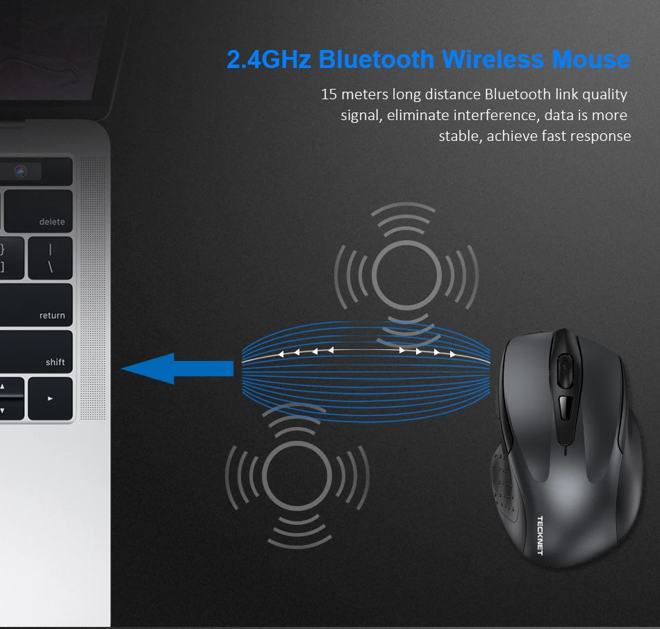 TeckNet, оптическая беспроводная мышь, компьютерная, Bluetooth, мышь, 2600 dpi, 2,4G, беспроводная, Bluetooth мышь, эргономичные мыши для ноутбука/планшета