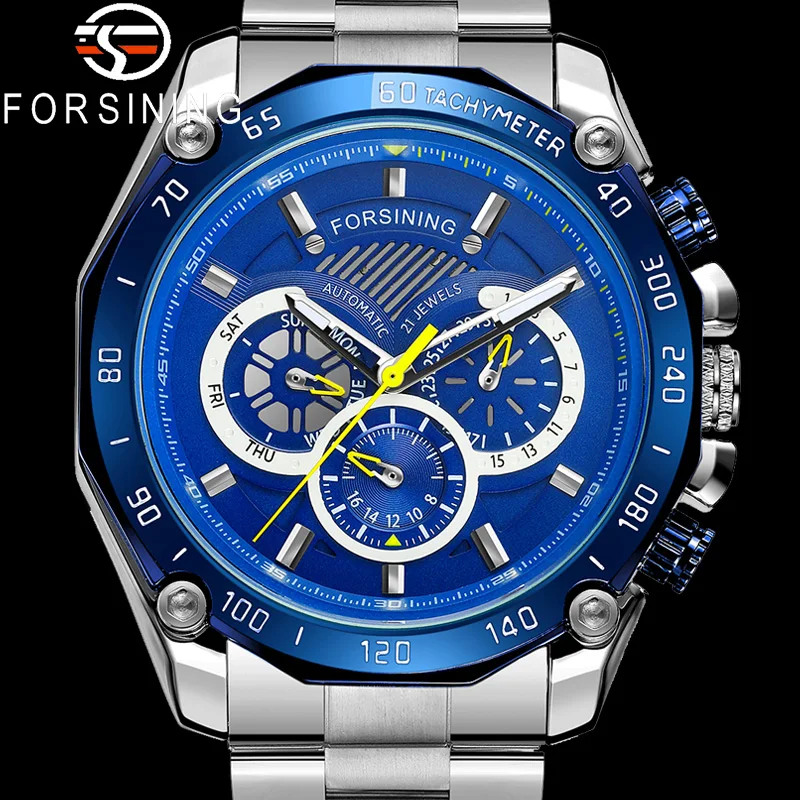 Автоматические механические мужские наручные часы FORSINING спортивные в стиле