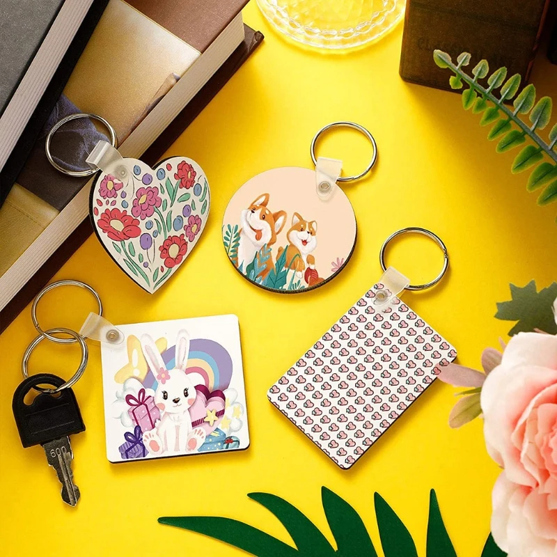 

32Pcs Sublimation Blank Transfer Keychain with 32Pcs Sublimation Blank Keychain