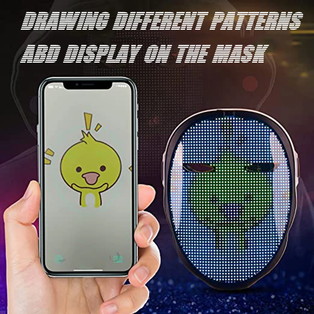 

Halloween LED Mask App Full Color Face Changing Fluorescent Mask Masquerade Light Up Mask DJ Cosplay Costumes For Adult 2021