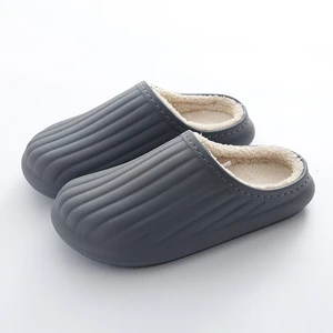 Winter Women Light EVA Water Proof Shoes Furry Warm Shoes Non-Slip Man Cotton Slides Cozy Plush Memory Foam Soft Bottom Slipper