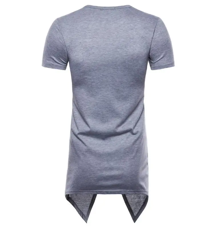 

Summer new Men trend Fashion O-Neck short sleeved T-shirt personality hip-hop male breathable Irregular long T shirts S-2XL