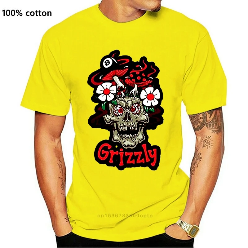 

Новинка, Мужская футболка с коротким рукавом с изображением гризли гриппе, черепа, шэма, черная одежда, футболки 2021, Забавные топы унисекс, ф...
