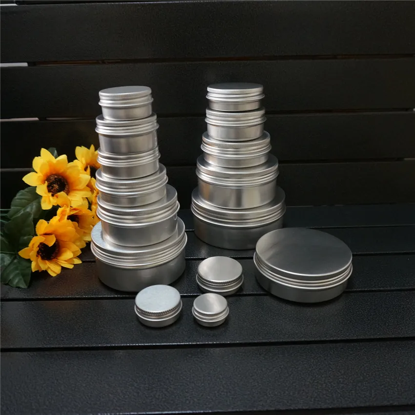

60g 68*25mm Silver Empty Round Aluminum Box Metal Tin Cans Container 60ml Cosmetic Cream DIY Refillable Jar Tea Pot