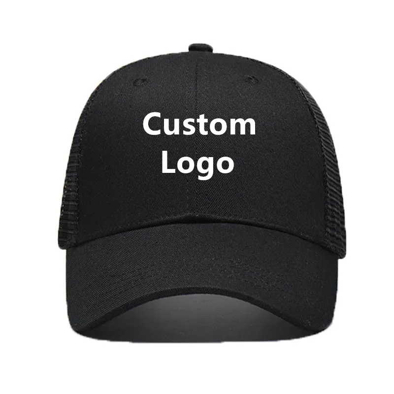 

Custom baseball cap 100% cotton print logo text photo embroidery casual solid hats black color Snapback cap