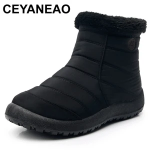 Женские ботинки до щиколотки CEYANEAO, Зимние Теплые повседневные водонепроницаемые ботинки, удобные женские туфли