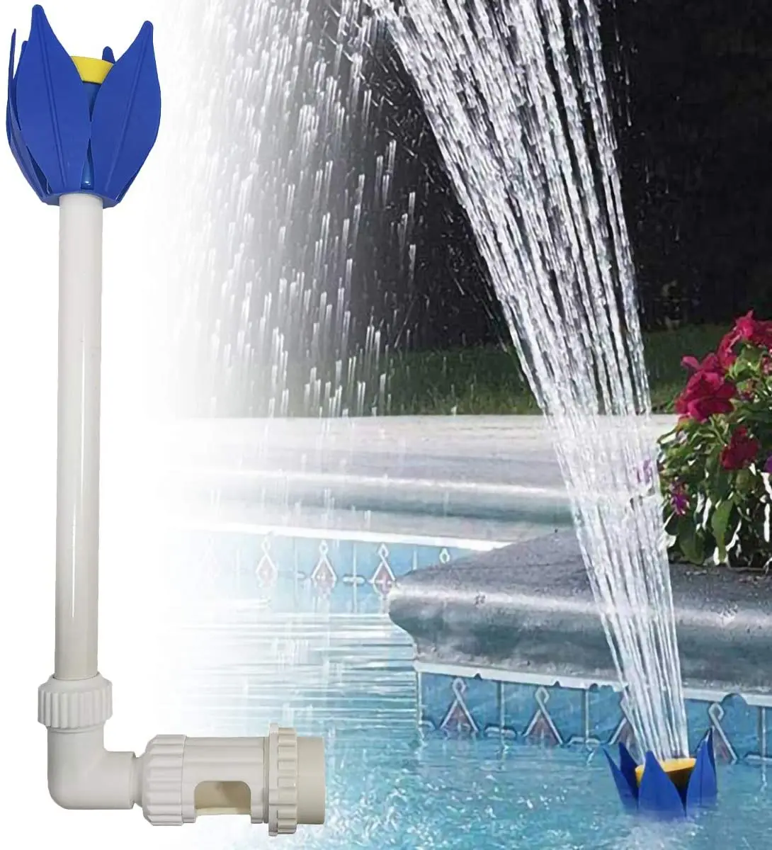 

Jet Adjustable Waterfall Pool Fountain Spray Lotus Shape Pool Nozzle Sprinkler InGround and Above Ground Swimming Pool