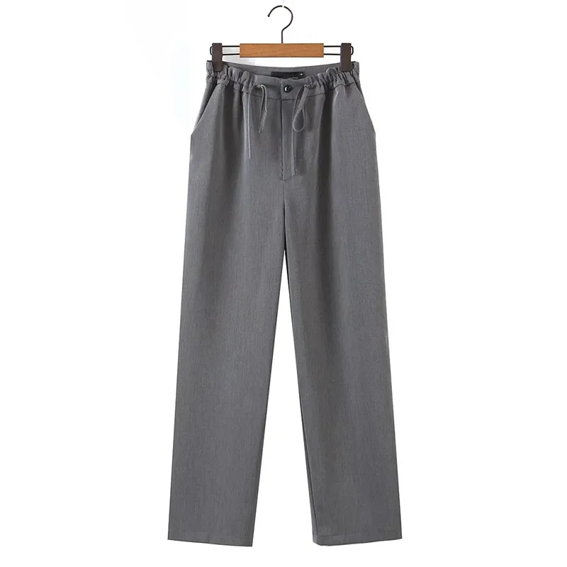 

Женские повседневные брюки-шаровары Maxdutti в английском стиле на шнуровке, женские брюки 2022, модные однотонные свободные костюмы-блогеры для ...