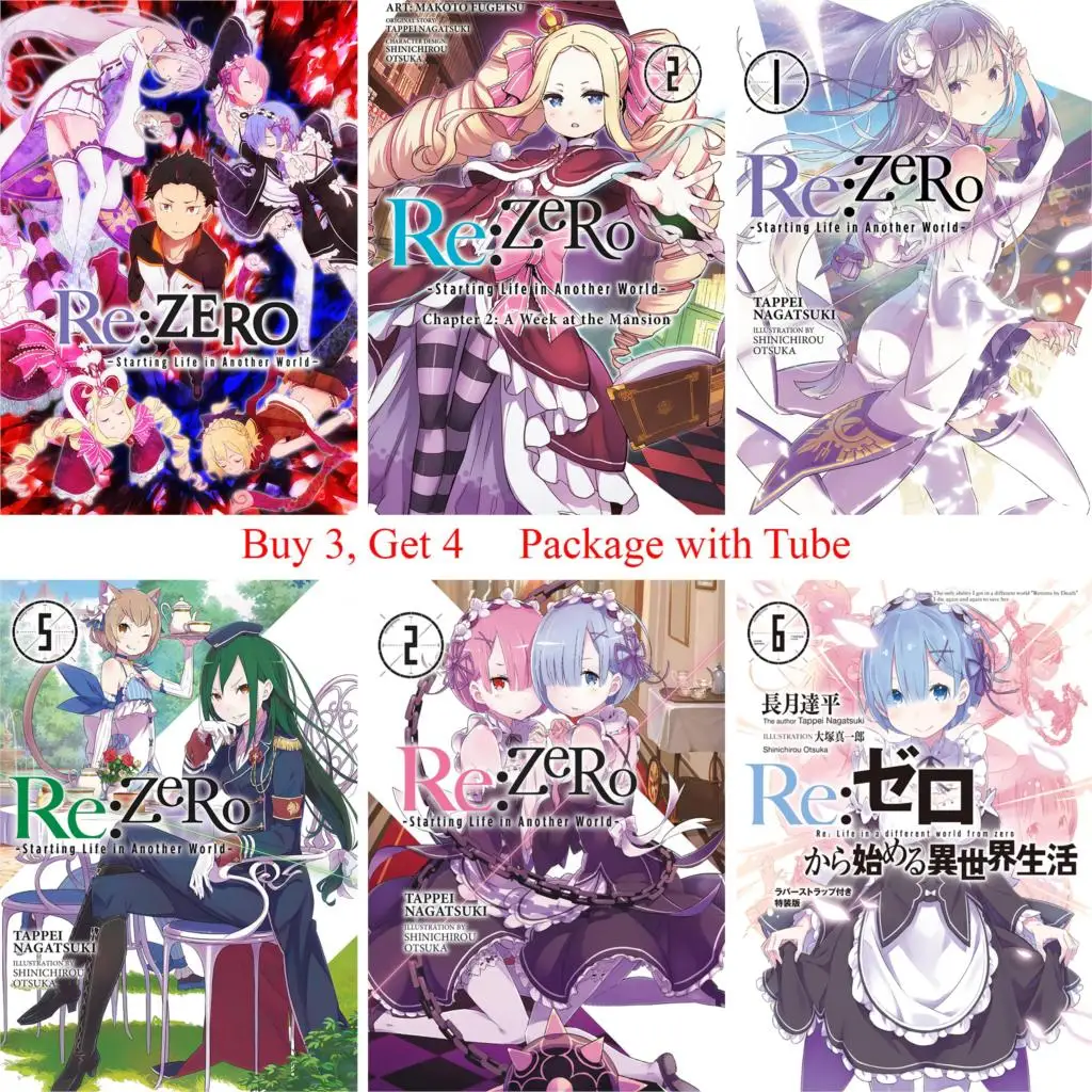 Постеры с мультяшным белым покрытием RE ZERO-start Life in other World | Дом и сад