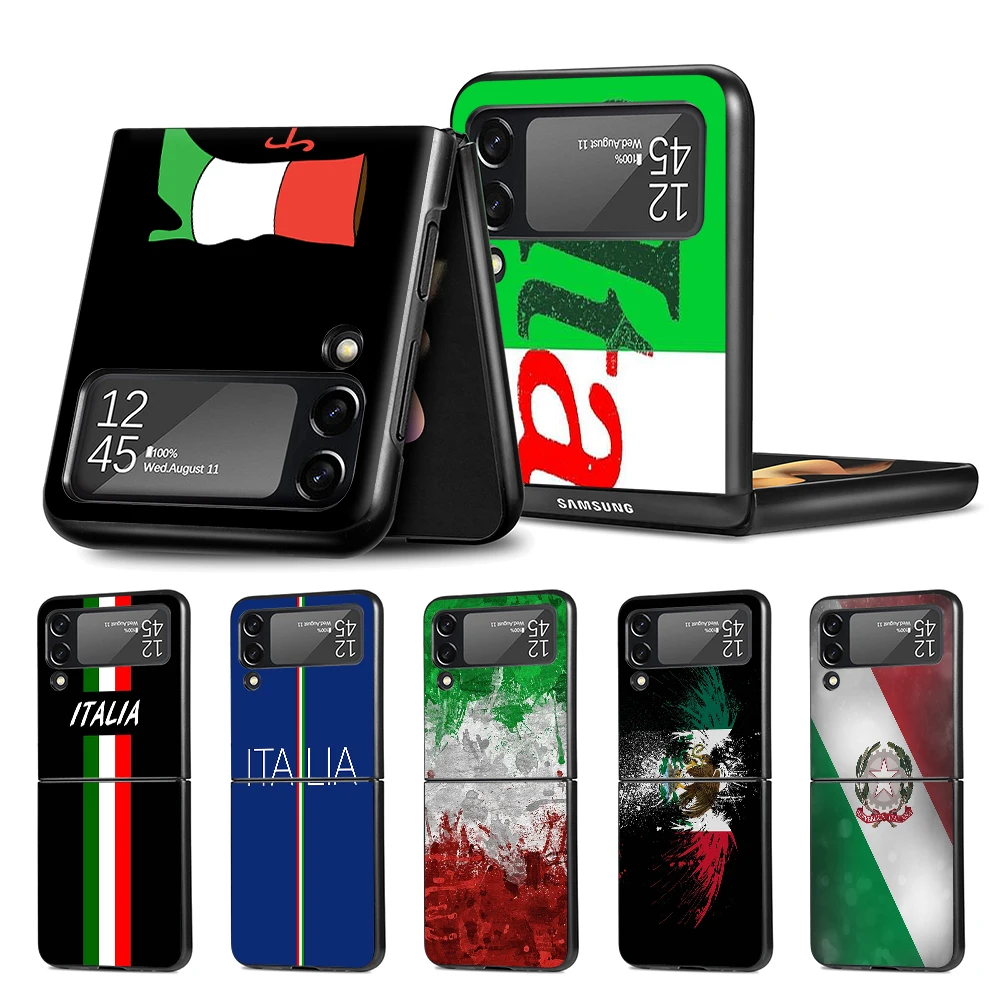 

Cell Phone Case for Samsung Galaxy Z Flip3 5G Black Coque Z Flip 3 Hard PC Luxury Cover Zflip3 Funda Capa Italy Italian Flag