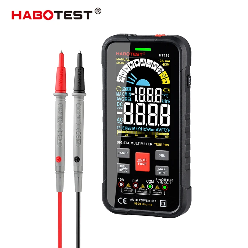 HABOTEST HT116 Professional DIgital Multimeter SMART Auto Range True RMS AC/DC Current...