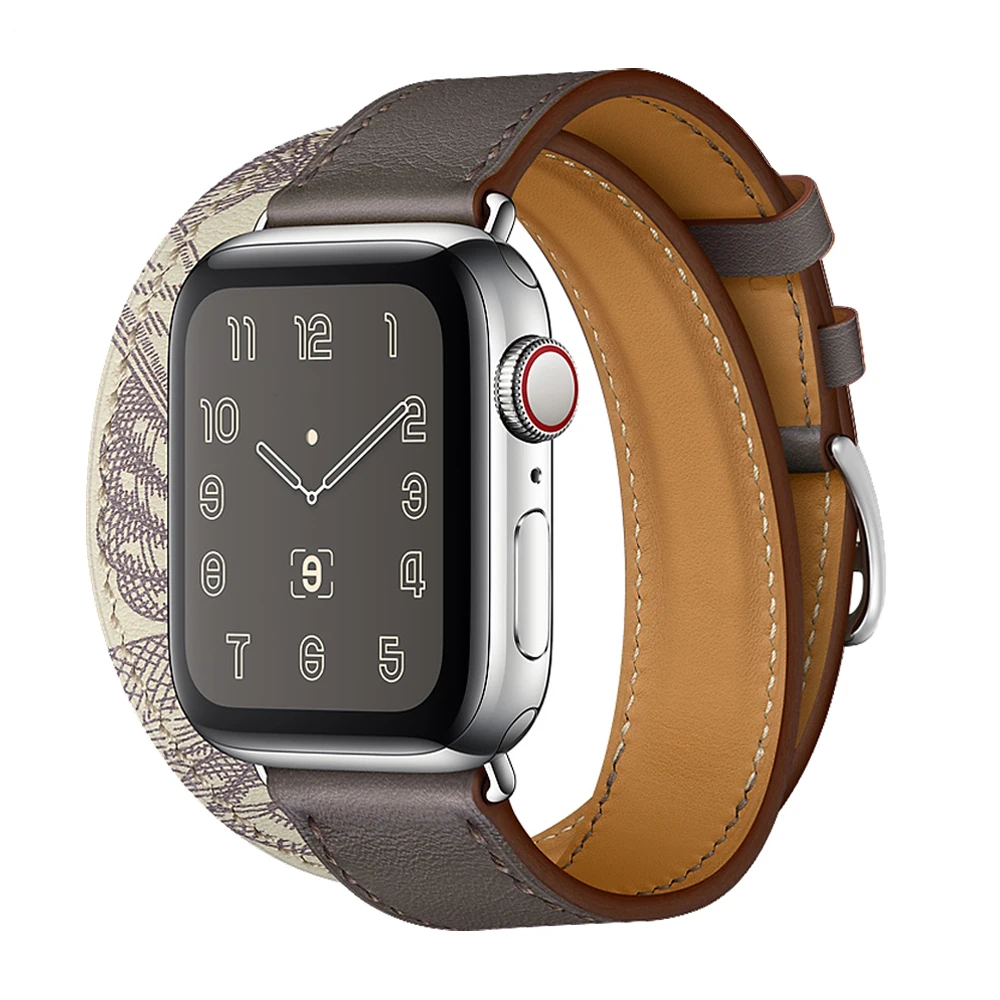 

Strap for apple watch band 44mm 40mm Leather loop iwatch band 42mm 38mm Double Tour bracelet watchband apple watch Serie 3 4 5 6