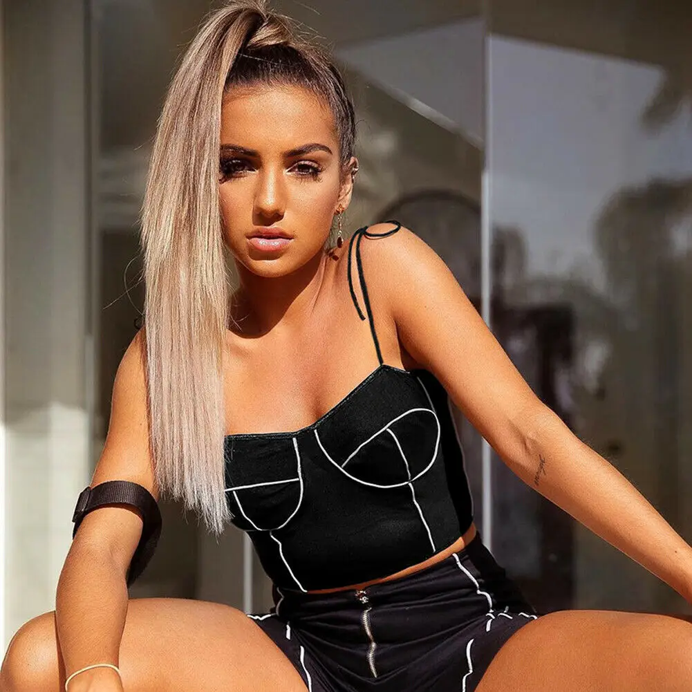 

Vintage Fashion Women Sexy Tank Top Strap Bow Vest Sleeveless Summer Crop Top Cami Top