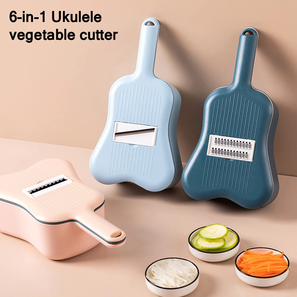 

6 In 1 High Quality Vegetables Chopper Graters With Drain Basket And 6 Stainless Steel Interchangeable Blades