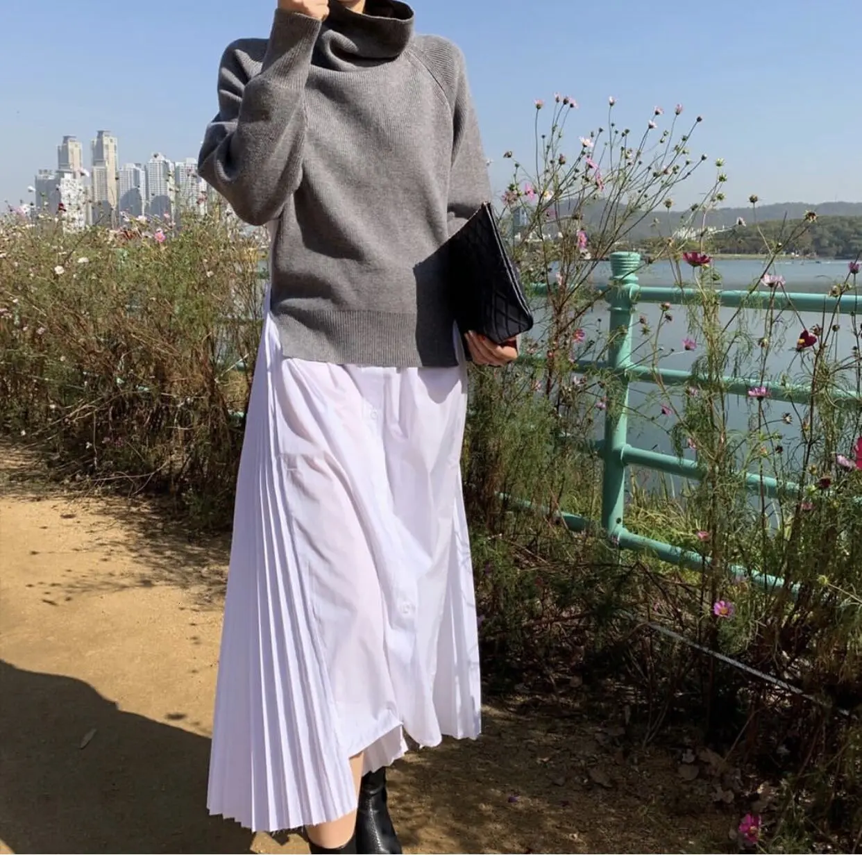 SHENGPALAE шикарный стиль свободные вязанные раздельные накладные две части в