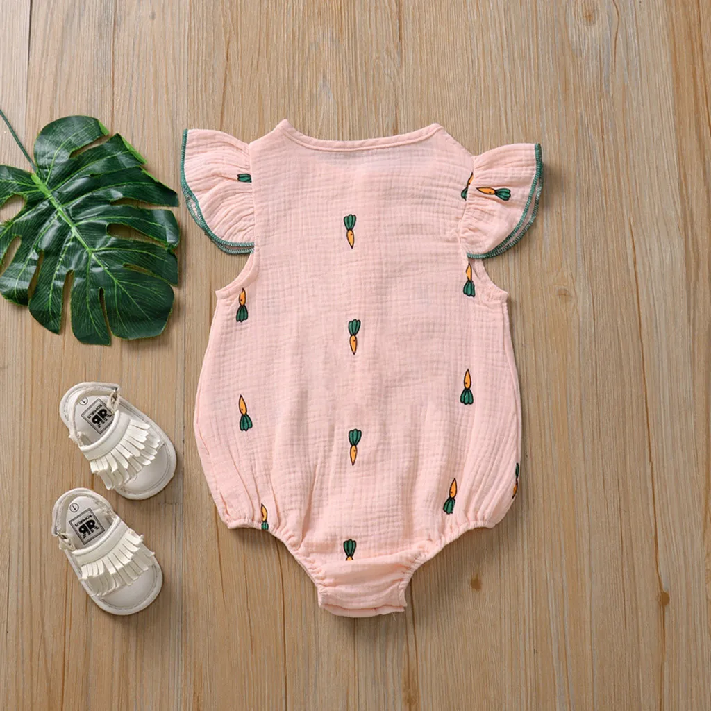 Комбинезон для новорожденных девочек хлопково-льняной наряд с рукавами летучая