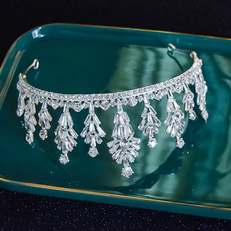 

New Bride Headdress Princess Crown Luxury Crystal Wedding Rhinestone Alloy Hairband Crown Hair Accessories Wholesale Brightly