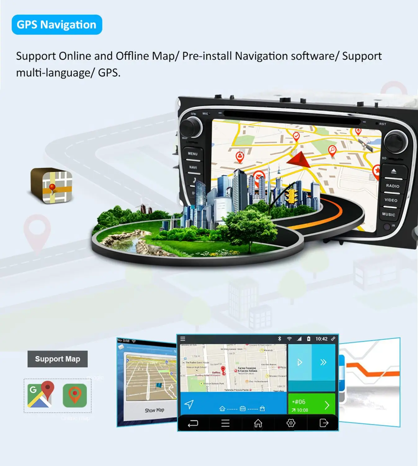 Автомагнитола 2 din Android 9,0 автомобильный dvd кассетный плеер для ford для focus 2 магнитофон gps навигация Wi-Fi руль 4G ram