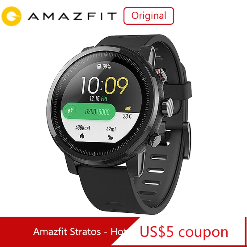 Оригинальная глобальная версия Amazfit Stratos 2 Смарт-часы спортивные gps 5ATM вода 2.5D gps Firstbeat плавательные умные часы