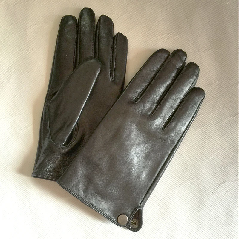 Зимние мужские перчатки из натуральной кожи кнопка короткий новый бренд Touch Screen
