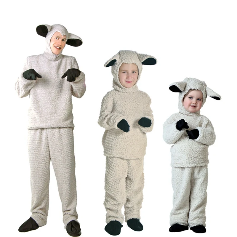 

New Party Halloween Costume Men Children Animal Sheep Cosplay Costume Set Stage Performacne Cute Clothing