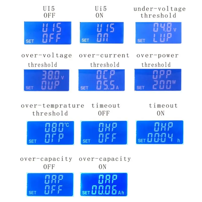 DC5-38V Battery Tester Voltmeter ammeter electronic load monitor charger tester Power capacity Meter Charge discharge Controller |