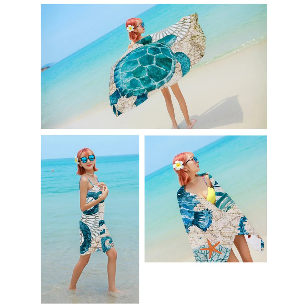 Прямоугольное креативное солнцезащитное пляжное полотенце с принтом подводного